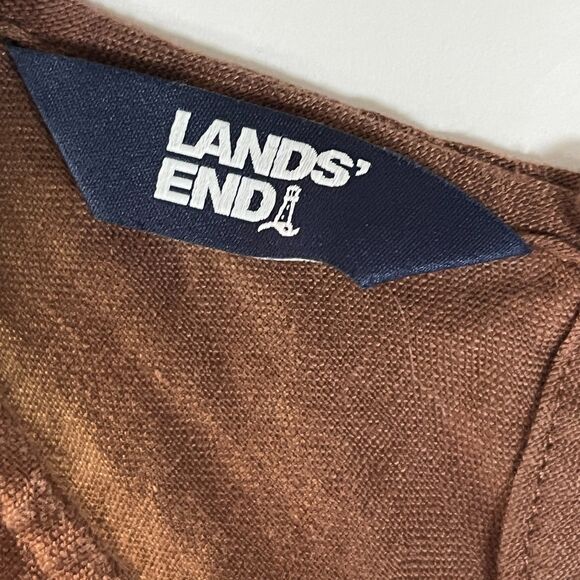 Lands' End Linen Dress 1X Sleeveless Shift Resort Beachy Lagenlook Minimal - Picture 4 of 11